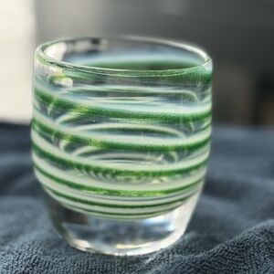 Green Striped Glass Art Piece